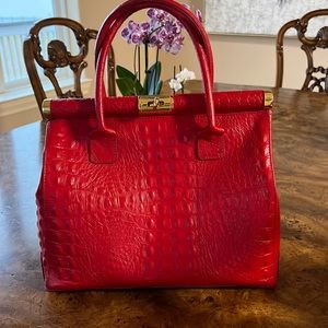 Genuine Leather croc stamped handbag